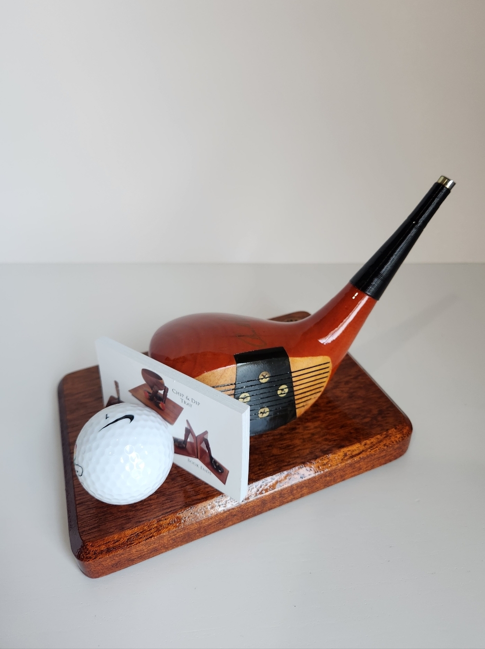 Vintage Arnold Palmer Wooden Golf Club Business Card Holder w/ Invitational Logo